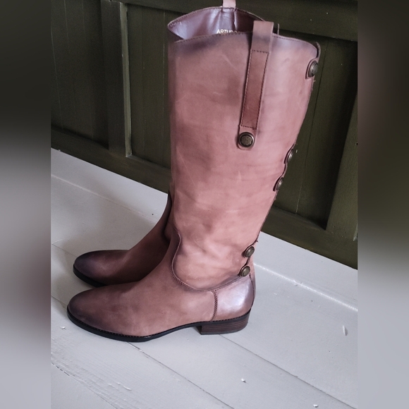 Arturochiang Women's Brown Tan Taupe Tall Riding Knee High Boots | Size 10 - Picture 2 of 11